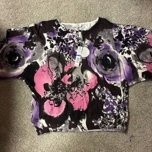 Joseph A Floral Sweater in Purple and Black